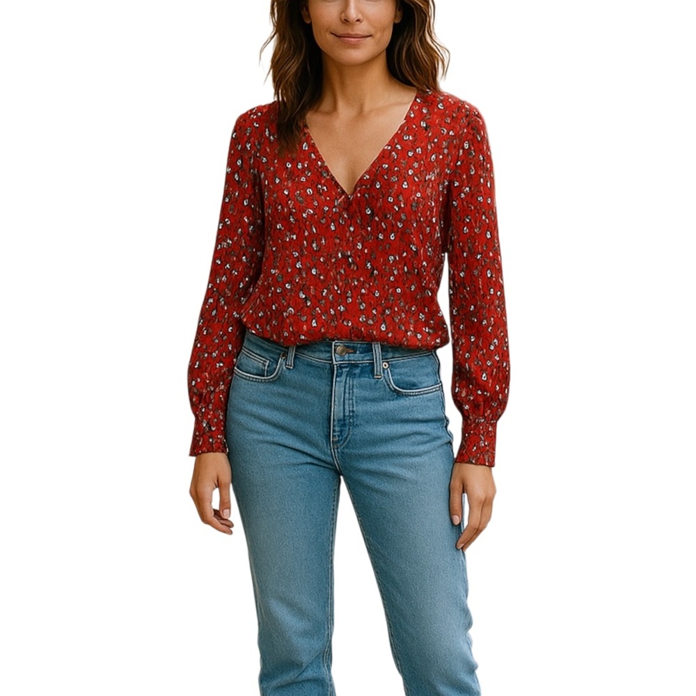 Red Leopard print  Women's Blouse